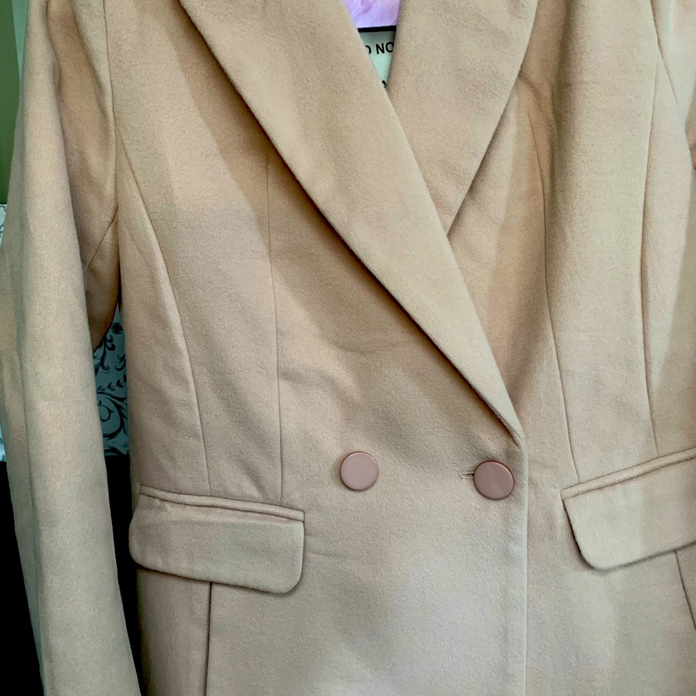 Wool-blended longline blazer in pink